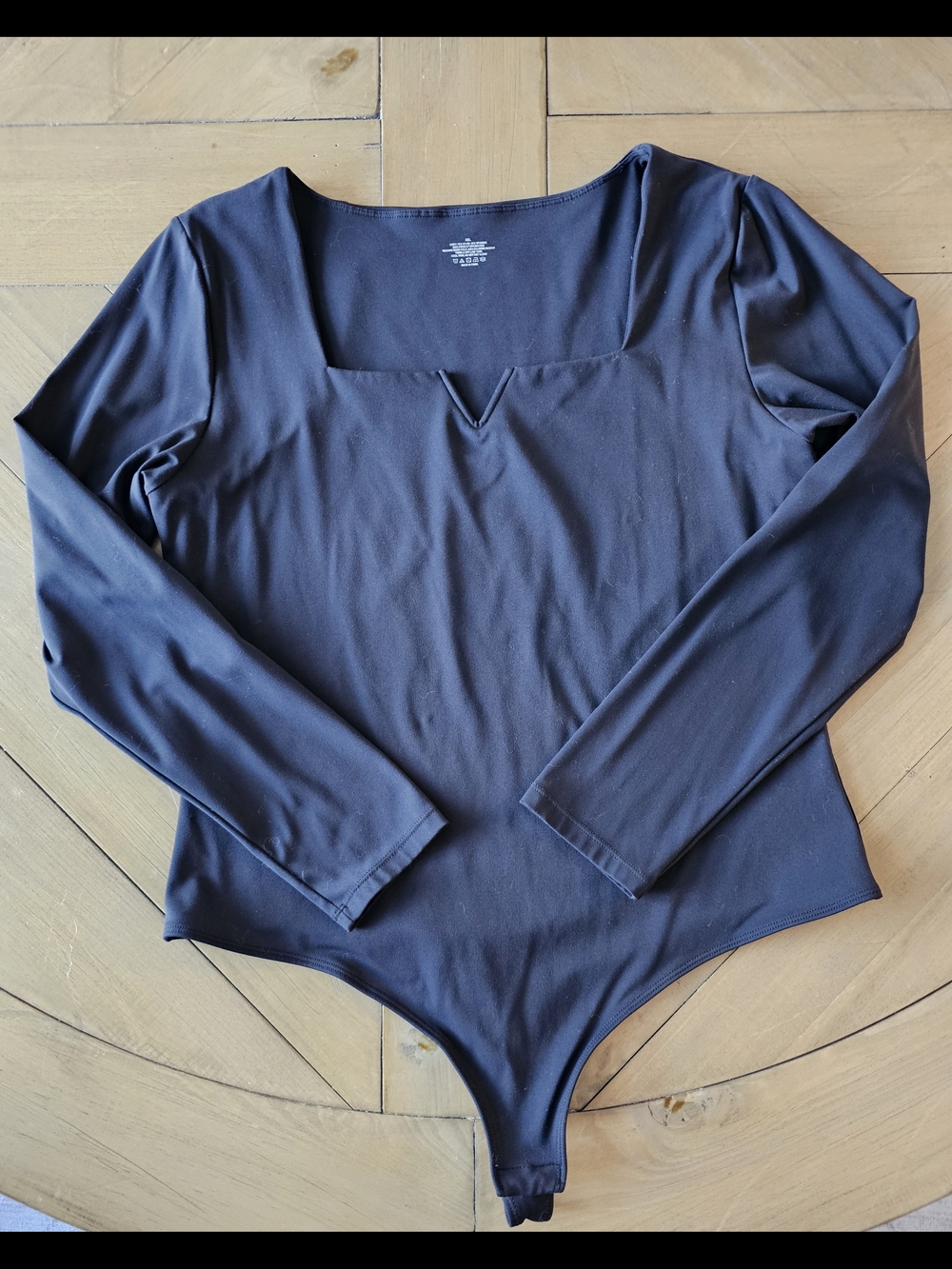 Black Long-Sleeve Square Neck Bodysuit